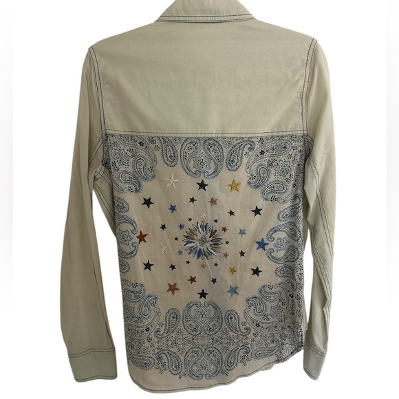 Free People embroidered denim Button-Up Shirt S - Picture 4 of 5